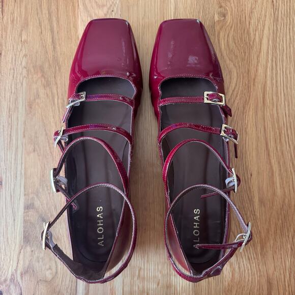 ALOHAS Luke Onix Wine Burgundy Patent Leather Ballet Flat Size 42 US 11-11.5 - Picture 7 of 13